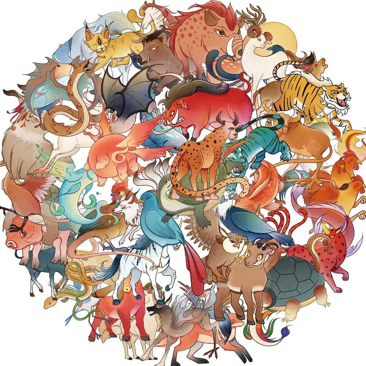 Strange Animal Water Bottle Stickers, 50 Pcs Stickers for Kids, Teens, Boys, Girls, Waterproof Vinyl Kawaii for Laptop, Classroom, Phone Case, Luggage, Stanley Cups