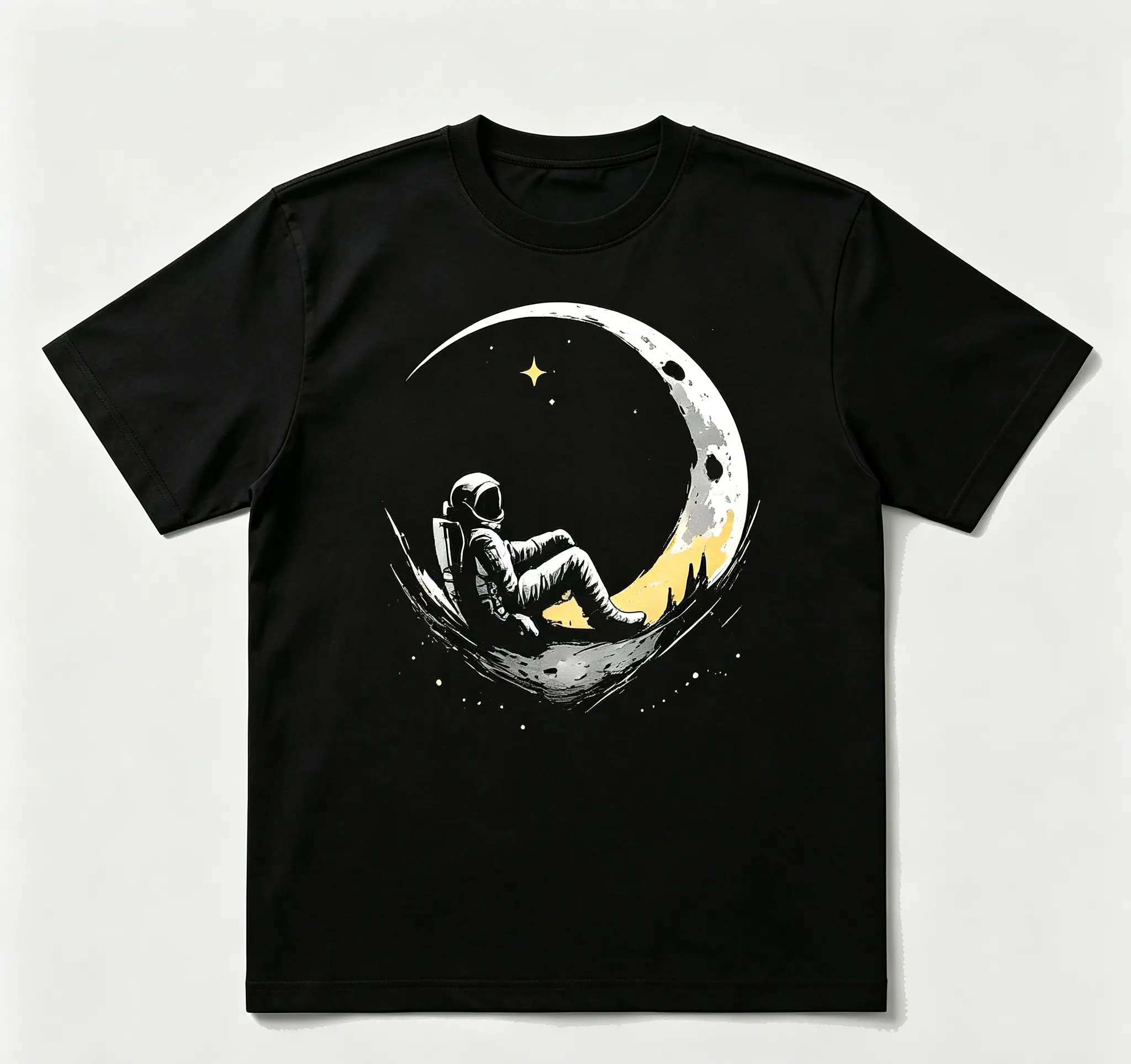 Astronaut Crescent Moon Space Graphic Tee