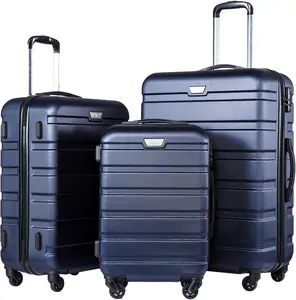Luggage 3 Piece Set, Lightweight Durable Hardshell Suitcase set with 360° Spinner Wheels, TSA-approved Lock, Checked Family Travel Luggage sets, 20/24/28 Inch, Navy