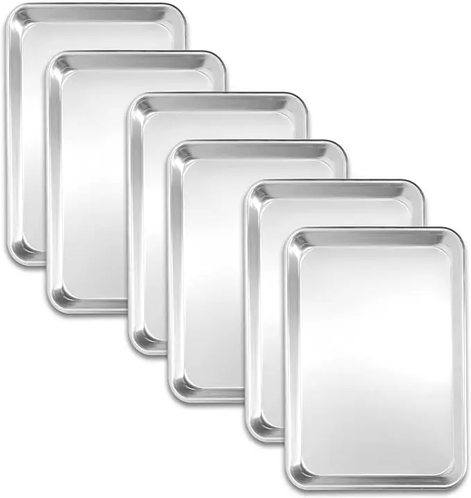 6 Pack Half Size Baking Sheet Pan, Aluminum Commercial Cookie Sheet Pan, Durable & Anti-Stick 18”x 13”