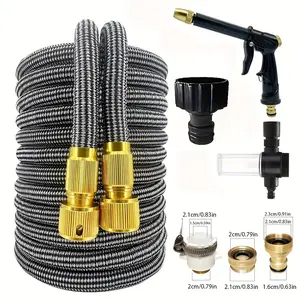 Garden Hose 25-150ft, Aluminum Connectors, High Pressure Spray Gun Nozzle, Expandable, Durable, Flexible Design, Outdoor Watering Needs, Portable Garden Hose, Spray Nozzle For Hose