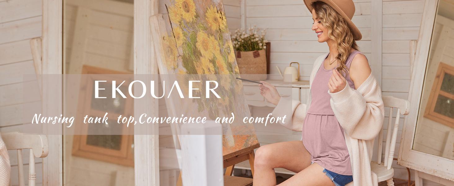 Ekouaer Women's Nursing Tank Tops for Breastfeeding 3 Packs hospital gown labor and delivery Ekouaer Women's Nursing Tank Tops for Breastfeeding 3 Packs hospital gown labor and delivery