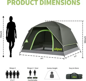 2-3 Person Camping Tent, Waterproof Windproof Double Layer Dome Tent with Rain Fly, Quick Setup Anti-Mosquito Backpacking Tent with Breathable Mesh Windows