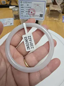 Burma Jadeite Type A Hard Bangle - White Icy - Thin