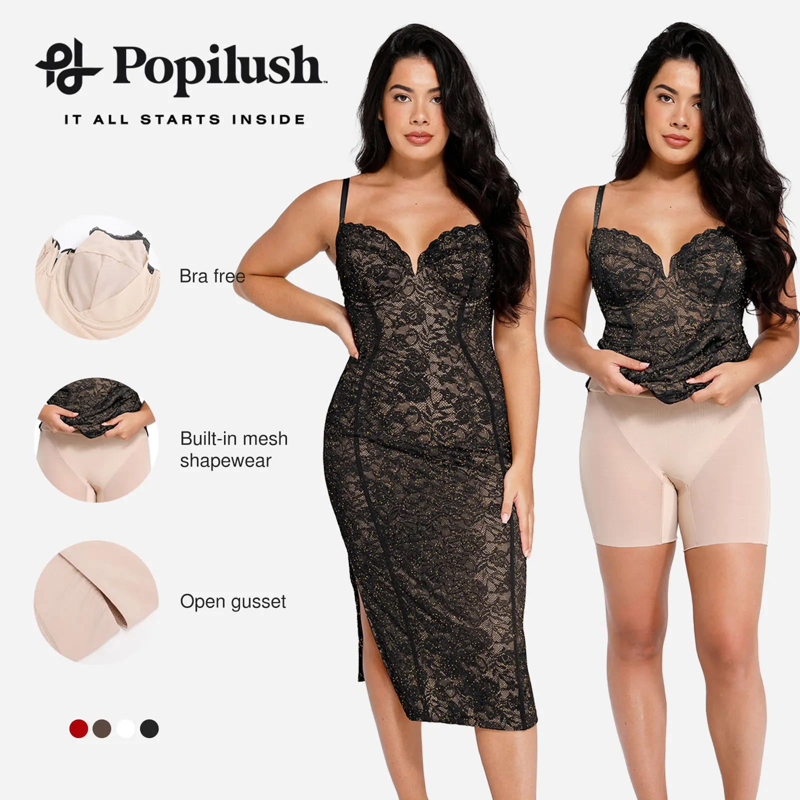 summer dresses cotton Jocelyn Backless Shapewear Mini Dress / Black | MESHKI main image 1