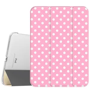 Pink Dot Case for iPad A16 2025 / iPad air 6/ iPad mini 6, Slim Stand Cover with Soft Translucent Frosted Back Pencil Slot, for Samsung Galaxy Tab S9 Tablet Cases Holder Protection