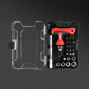 24-piece T-handle ratchet screwdriver set, multi-function socket wrench set, chrome-vanadium steel, manual operation without electric power, compact household tool set