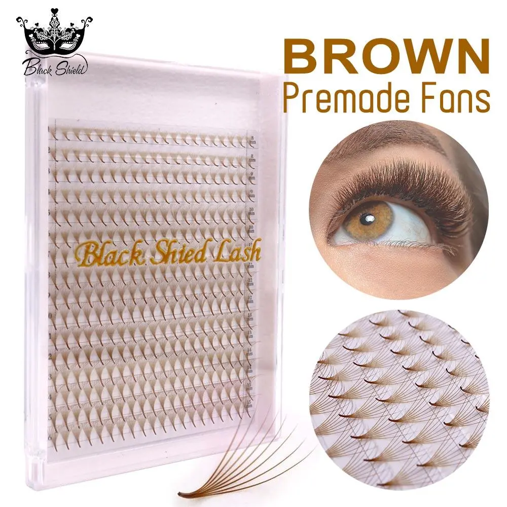 320 Colored Pointy Base Brown Premade Fans 5D 6D 8D Mixed Russian Volume Camellia Lash Extensions 8-15mm for Eyelash Services 2026 New