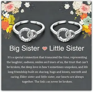 ChicBijoux S Sister Rings BBF Rings Knot Twist Band Matching Set for Women Sister Gift Birthday Valentines Day Big Sis Little Sis Friendship Promise Band Interlocking Design Two Tone CZ Stone