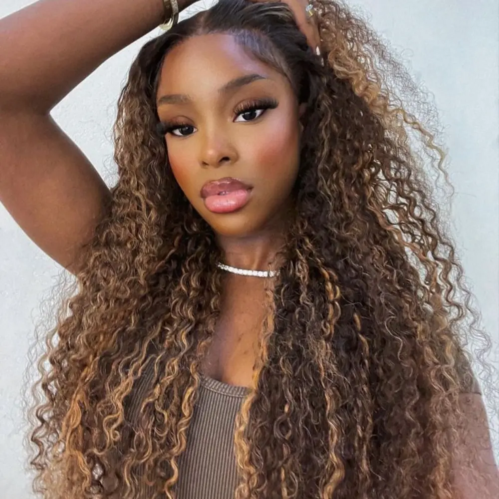 Blonde 4/27 Deep Wave Lace Front Wig for Women 28 Inches  display picture 2