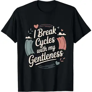 Women's 100% Cotton Short-Sleeve T-Shirt - Fabric Garment, Tropical Outdoor Wear, Cycle Breaker "I Break Cycles with My Gentleness" Design