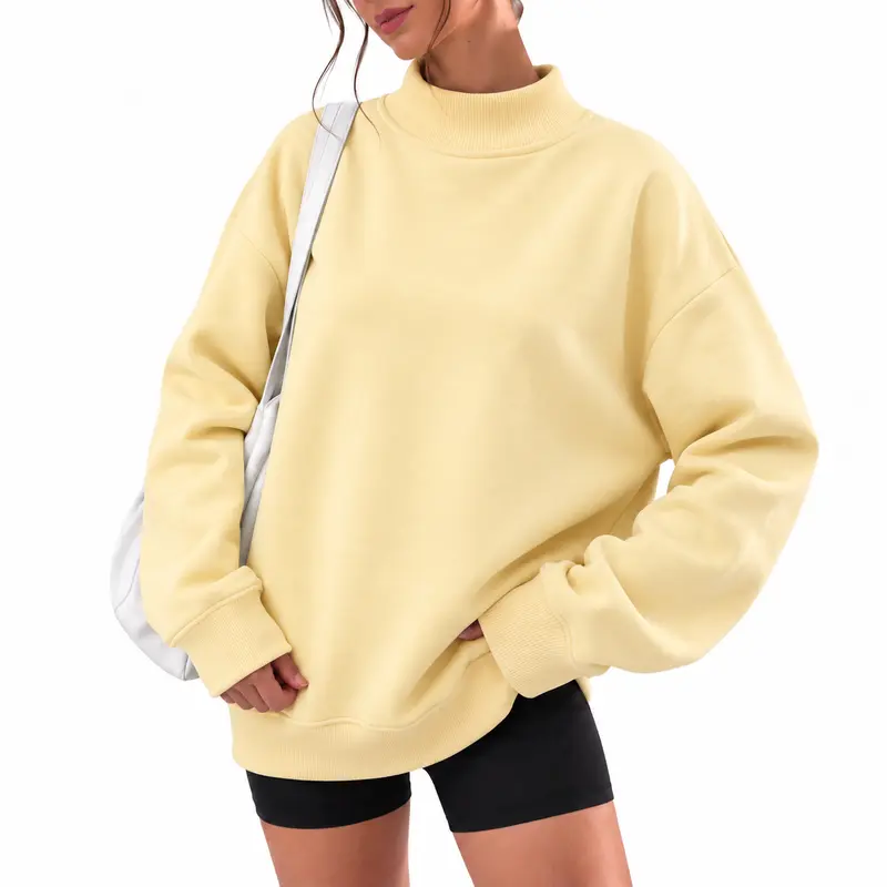 Imily Bela Women's Oversized Mock Neck Sweatshirt Long Sleeve Drop Shoulder Pullover Tops Casual Loose Fit Ribbed Trim Sweatshirts for Fall Winter Hoodie