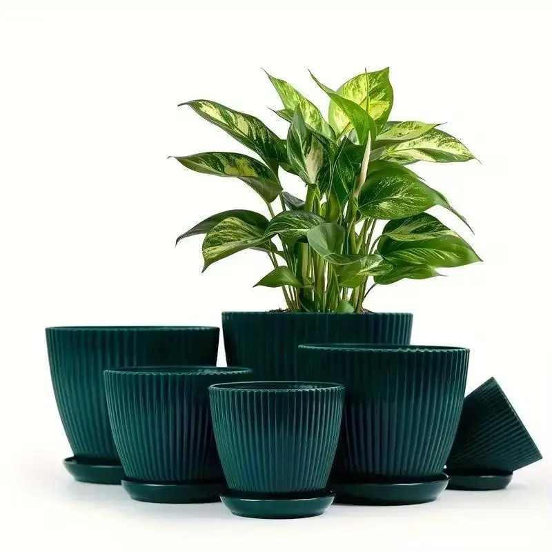 6 Pack 7.5/6.7/5.9/5.1/4.3/3.5in Resin Planters Modern Planters Planters for Indoor -4 Size Colour- Stackable, Elegant Design, Vibrant Colors, Realistic Look, Weather-Resistant, Fade-Resistant Gardening Gift,home Decor