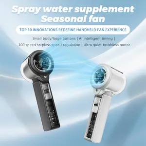 TUDOCCY 4-IN-1 Portable Handheld Spray Turbo Fan, 100 Adjustable Wind Speed Gears, 9H Long Lasting Runtime. Great for outdoor activities, travel, work and sports events, perfect for daily summer use and an ideal top summer gift for family and friends.
