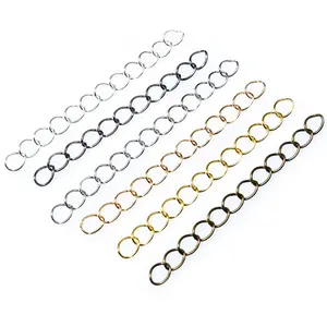 50pcs 50mm Length 3x2/4x3mm Necklace Extension Chain Bulk Tail Chains Extender For Bracelet  DIY Jewelry Making Accessories