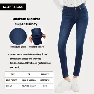 [SCULPT & LOCK] KANCAN - Madison Essentials Women's Denim Mid Rise Super Skinny