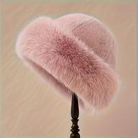 Faux fur hat for women-pink
