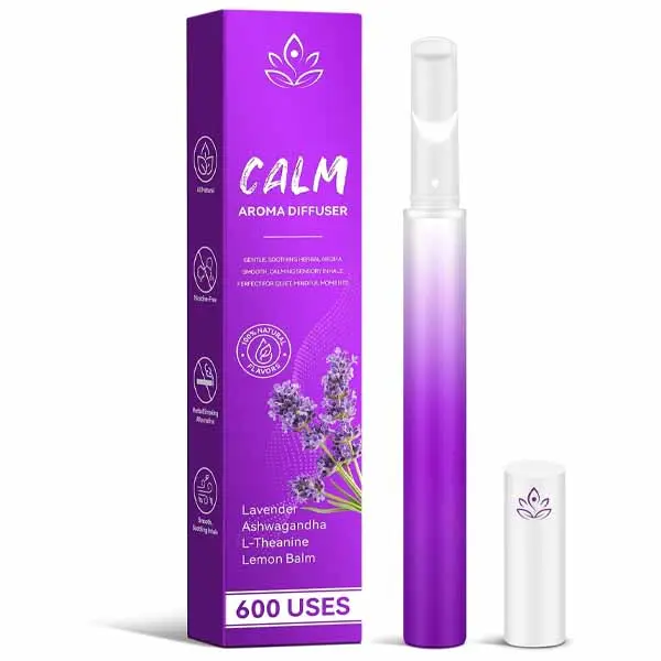 Calm Aroma Inhaler Pen | Natural Herbal Sensory Stick | Soothing Aroma for Mindful Moments | Up to 600 Uses (Purple)