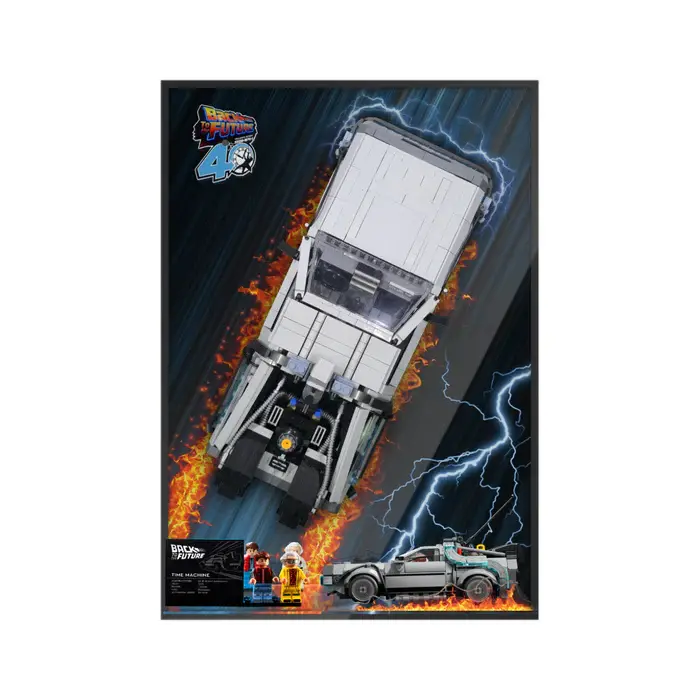 Popbricks Minimalist Secure Acrylic Wall Display Board - Wall Art Mount for Back to The Future Delorean Time Machine Models 10300, 77256 (Models Not Included) for Fans
