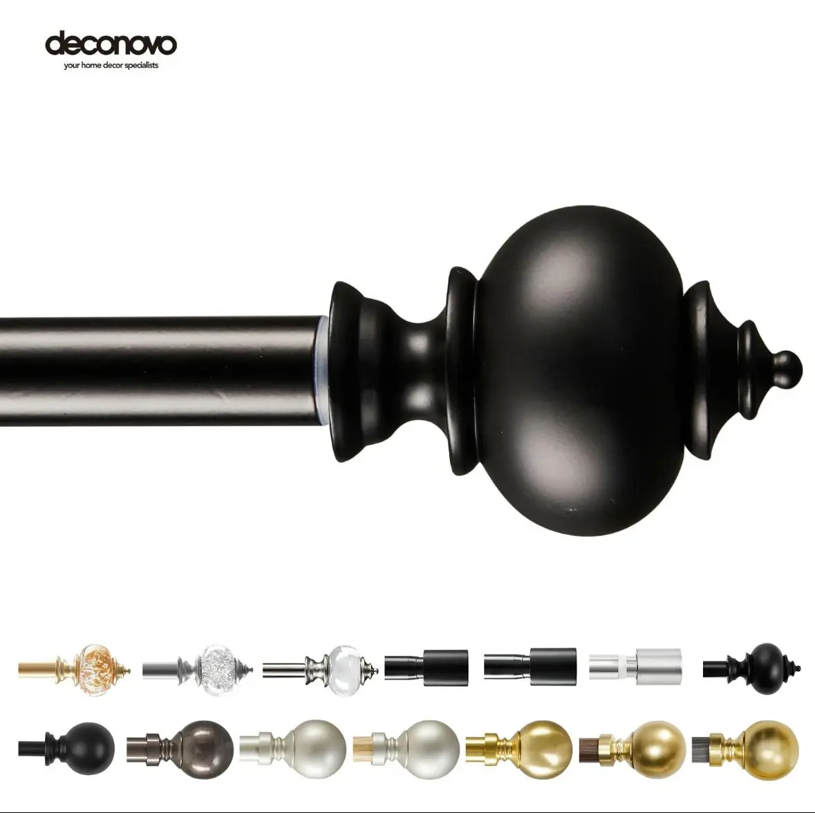 Curtain Rod — Deconovo Decorative Adjustable Single Window Curtain Rod Set showerrod