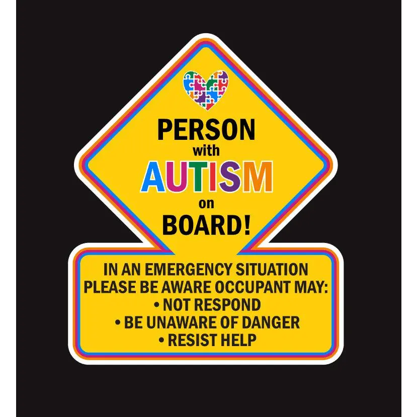 Person With Autism Car Truck Decal Sticker Alert Responders Vinyl Sticker Window