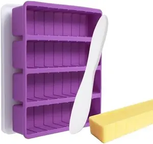 Silicone Butter Molds with Lid & Spatulas - Large Cavity, Non-Stick Homemade Butter Making Mold, Reusable & Easy to Clean, with Tablespoon Marking Lines, Purple