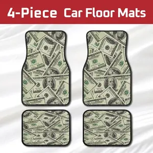 4Pcs Car Floor Mats, Money-Themed Automotive Interior Liners, Non-Slip & Durable, Fits Trucks, Sedans, SUVs, Bold Rich Car Decor, Perfect Gift for Finance & Business Lovers & Christmas