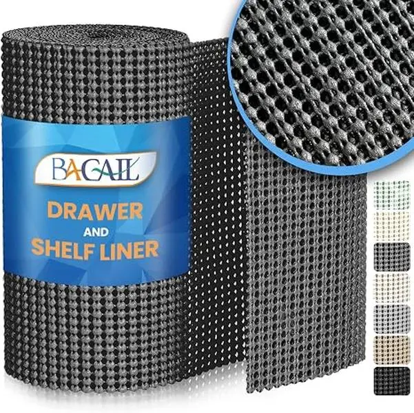 BAGAIL Non-Adhesive Shelf Liner, Thick Strong Grip Drawer Liners for Kitchen Cabinets, Heavy-Duty Easy Cut Cabinet Liners for Shelves, Pantry, Bathroom Cupboards