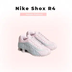 Nike Shox R4 Barely Rose AR3565-600 Metallic Platinum Women's Trainer Shoes for Comfortable Daily Wear Footwear