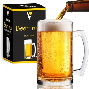 Glass  Mug Freezer Safe, 26 oz Mug  Stein with Handle, Large