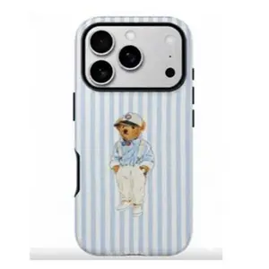 Pastel striped polo bear phone case1