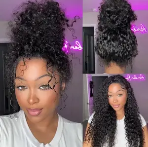 [Limited Offer] Clearance Sale Water Wave Invisi Strap Snug Fit Ashimary Hair 360 Transparent Lace Frontal 150% Density Bleached Knots Transparent Lace Wig With Drawstring 100% Human Hair Wig
