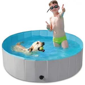 Inflatable Swimming Pool, Collapsible Hard Plastic Pool, Portable Pool for Puppies, Medium, Large Dogs and Kids, Swimming Pool for Home Garden