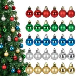 PATYGR 15 Pcs Mini Christmas Ball Ornaments 1 Inch Small Plastic Xmas Baubles, Random Assorted Colors Hanging Pendants for Holiday Wedding Party DIY Crafts Wreath Tree Decoration