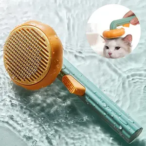 Cat brush for cleaning pet hair, cleaning tool, self-cleaning bristle comb, pumpkin-shaped brush, suitable for long-haired and short-haired cats and dogs, kitten massage brush