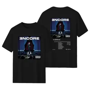 Rap singer Eminem's album Encore double-sided pattern short-sleeved T-shirt street fashion loose hoodie T-shirt top men and women hip-hop vintage men's short-sleeved shirt