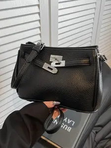 Women's Street Style Plain Color Crossbody Bag, Fashionable PU Leather Shoulder Bag for Daily Used, Casual Trendy Versatile High-quality Daily Commuting Bag, Casual Commuter Bag