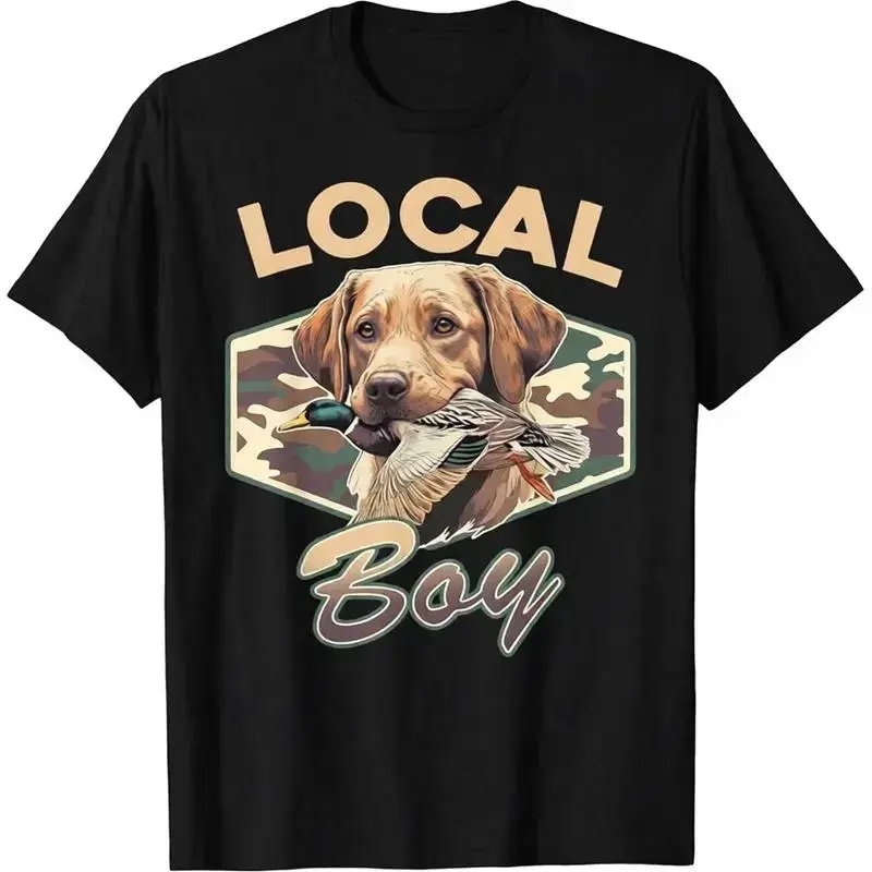 Men's Loose Round Neck Camo Cotton Short-Sleeve T-Shirt - Casual Streetwear Menswear Top for Southern Boys' Labrador Duck Hunting, Outdoor Nature Activities, Him Giftspoooo