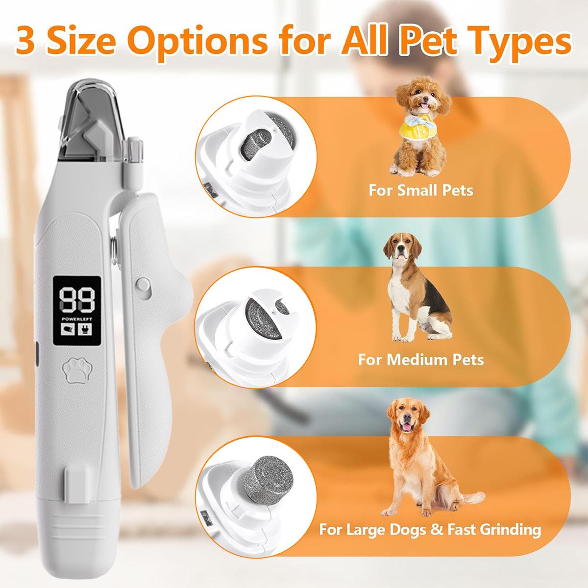 2-in-1 Pet Nail Clipper & Grinder with Dual LED Lights, Ultra-Quiet USB-C Rechargeable Nail Trimmer for Dogs Cats of All Sizes with Nail Catcher