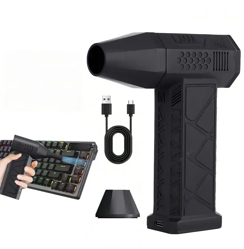 Cordless Handheld Electric Air Duster with Flashlight, Turbo Fan, 4 Wind Speeds, LED Display, 10000mAh Battery, USB Rechargeable, USB Port, Compact Design for Car Electronics Cleaning & Outdoor Use (Cordless Freedom), Adjustable Speed