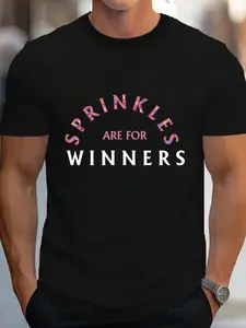 100% Cotton Sprinkles Are For Winners T-Shirt - Funny Ice Cream Tee T-Shirt Women's Men's Graphic Tee Crew Neck summer vacation Tops