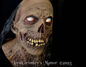 Lord Grimley's Manor Exclusive Crypt Zombie Jordu Schell Sculpted Latex Halloween Mask Full Face Costume Accessory Minion