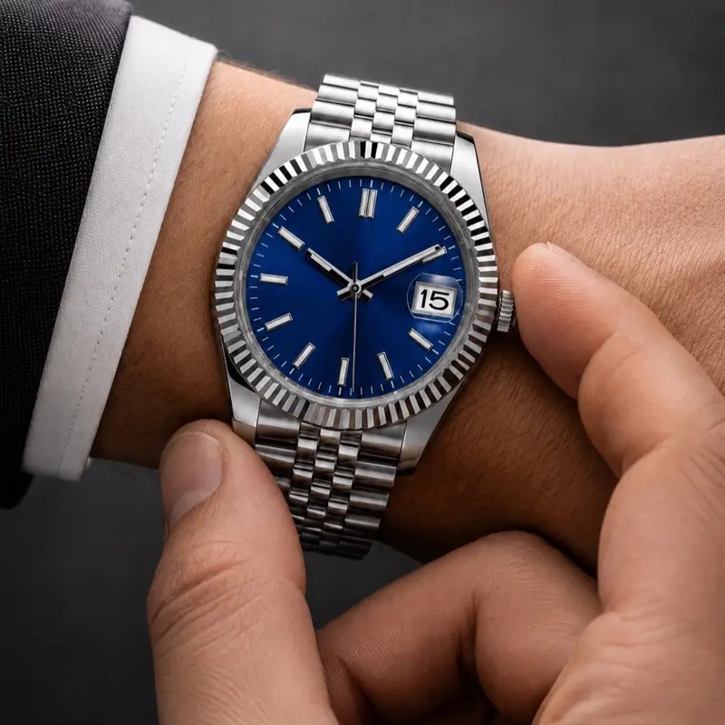 Date Just Stainless Steel & Blue