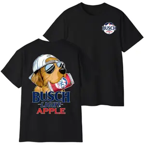 Vintage Busch Apple Dog T-Shirt, Retro Golden Retriever Beer Graphic Tee, Ash Grey Summer Outdoors Shirt, Cool Puppy Wearing Sunglasses Busch Tshirt, Funny Dog Lover Beer Gift 2026