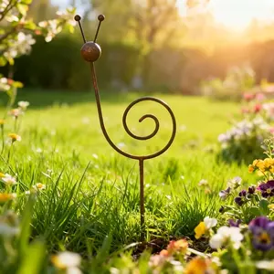 1Pcs Rusty Metal Snail Plant Support Stake – Minimalist Garden Decor, Garden Sculptures, Snail Sculpture for Rustic Yard, Lawn & Garden – Great Gift for Friends & Colleagues