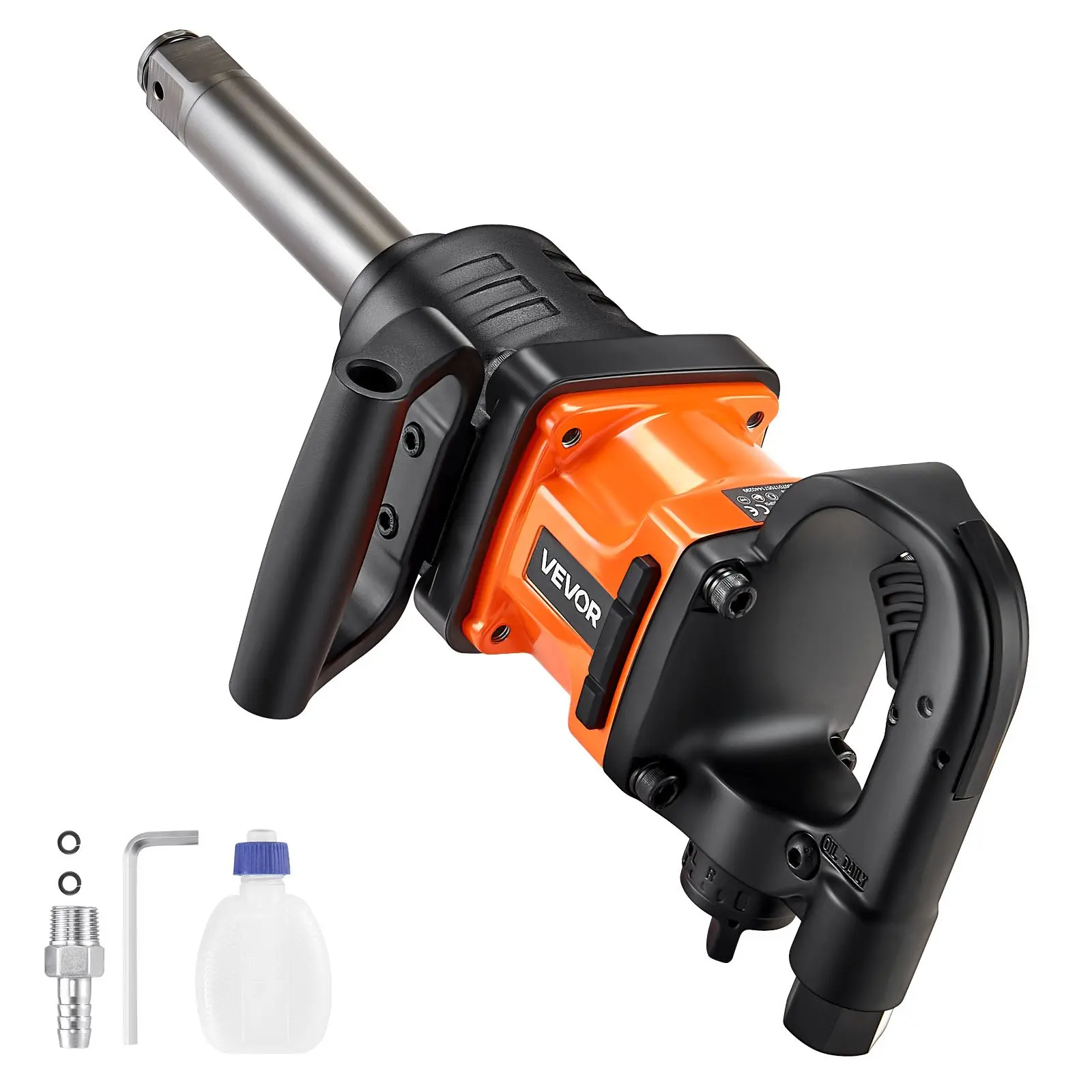 VEVOR 1 Inch Air Impact Wrench, Up to 1800 ft-lbs Nut-Busting Torque, 18.7 lbs Lightweight Pneumatic Impact Gun with 6 Extended Anvil for Heavy Duty Repairs and Maintenance