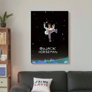 Framed Canvas Poster Print Wall Art 1pc BoJack Horseman  Canvas Art Print - Classic Retro Art Deco Style Poster For Home Office, Living Room, Bedroom, Bathroom, Restaurants - Indoor Portrait Orientation Letter Print Wall Hanging Decor