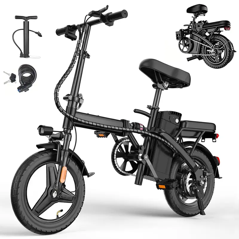 Electric Bike 750Watt Motor, 22MPH 30+ Miles PAS Range Bikes, Folding Ebike 14" Adults Electric Bicycles, 48V12 Removable Battery,  Men's and Women's Adult E-bike,UL 2849 Certified