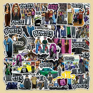 Homies Sticker, 50pcs/set Trendy Cool Self-adhesive Graffiti Sticker, DIY Decorative Decals for Cellphone Phone Case, Motorcycle, Scrapbooking & Stamping