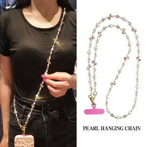 Women's Sparkly Beaded Crossbody Phone Lanyard ✨ Long Anti-Lost Hands-Free Strap for Daily & Travel Phone Chains